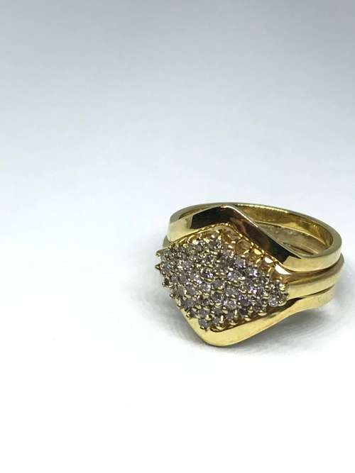 Solid Gold Diamond Cluster Ring