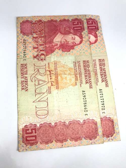 Vintage South African FIFTY RAND Bank Notes