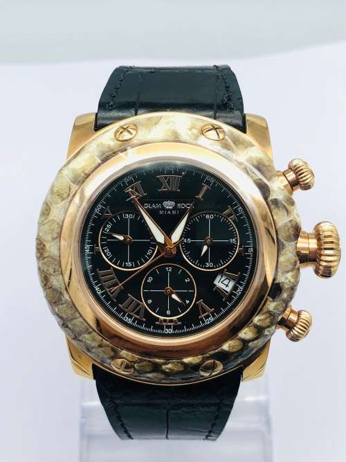 *GLAM ROCK MIAMI CHRONOGRAPH SNAKESKIN* BID  R1 BIDS