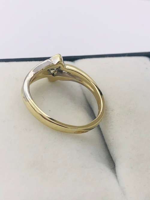 *SOLID GOLD MARQUISE DIAMOND RING* TWO-TONE GOLD!