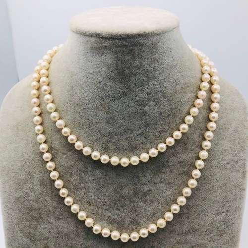 *LONG NATURAL PEARL NECKLACE* SALTWATER PEARLS!