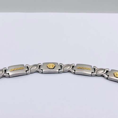 *18CT YELLOW GOLD & STEEL MENS BRACELET* R1 BIDS!