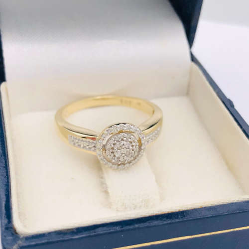 *SOLID GOLD DIAMOND HALO CLUSTER RING* R1 BIDS