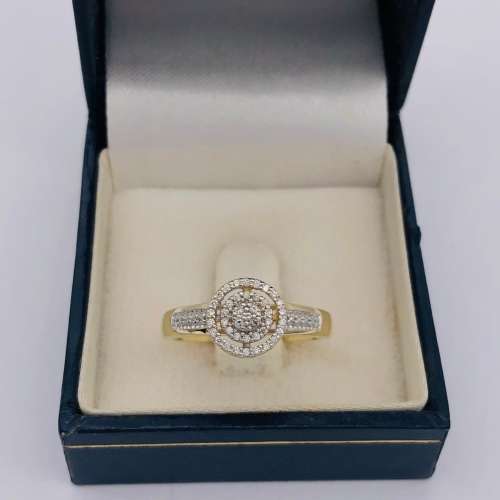 *SOLID GOLD DIAMOND HALO CLUSTER RING* R1 BIDS