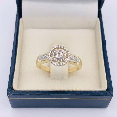 *SOLID GOLD DIAMOND HALO CLUSTER RING* R1 BIDS