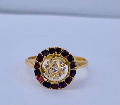 *18CT GOLD RUBY & DIAMOND CYLINDER RING* R1 BIDS