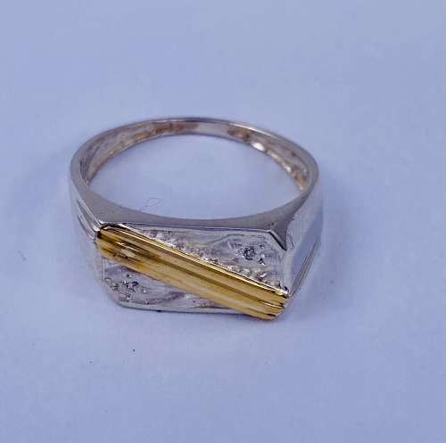 *MENS SOLID SILVER & GOLD BLOCK RING* R1 BIDS!!!