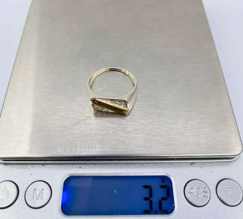 *MENS SOLID SILVER & GOLD BLOCK RING* R1 BIDS!!!