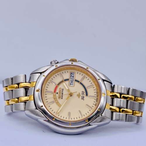 *SEIKO KINETIC SQ 50 TWO-TONE MENS WATCH* R1 BIDS