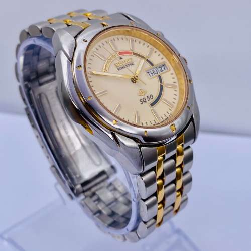 *SEIKO KINETIC SQ 50 TWO-TONE MENS WATCH* R1 BIDS