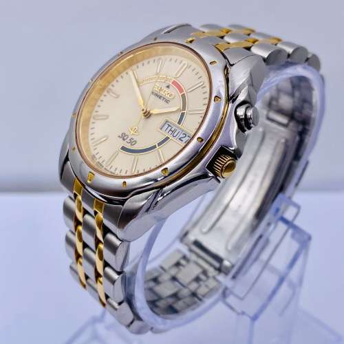 *SEIKO KINETIC SQ 50 TWO-TONE MENS WATCH* R1 BIDS