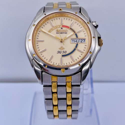 *SEIKO KINETIC SQ 50 TWO-TONE MENS WATCH* R1 BIDS