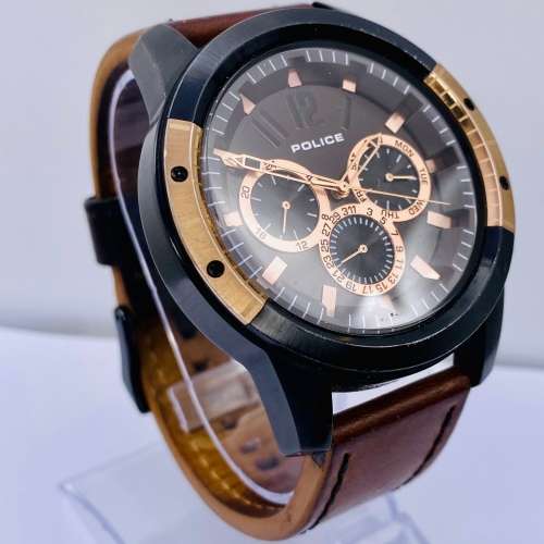 *POLICE MENS BLACK ROSE GOLD  CHRONOGRAPH* R1 BIDS!!!