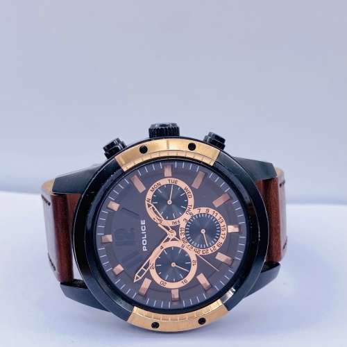 *POLICE MENS BLACK ROSE GOLD  CHRONOGRAPH* R1 BIDS!!!