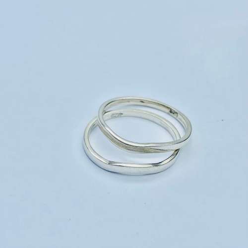 *DUAL SOLID SILVER BANDS - LOT OF 2!!!*