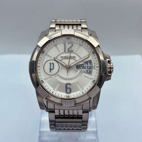 *POLICE STEEL MAXI DAY-DATE MENS WATCH*R1 BIDS