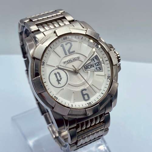 *POLICE STEEL MAXI DAY-DATE MENS WATCH*R1 BIDS