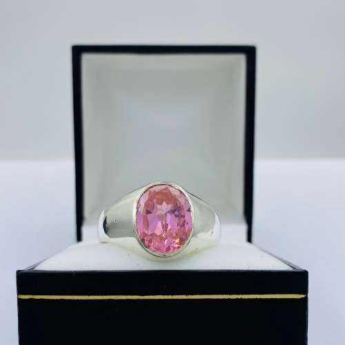 *STUNNING SILVER PINK CZ CYCLOPS RING* R1 BIDS!!!