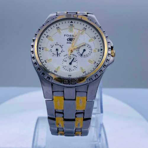 *FOSSIL BLUE TWO-TONE CHRONOGRAPH MENS DRESS WATCH* R1 BIDS!!!