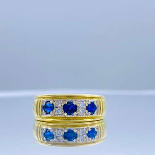 *18CT DAZZLING DIAMOND & SAPPHIRE TRINITY RING* R1 BIDS