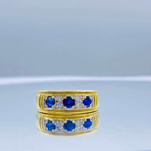 *18CT DAZZLING DIAMOND & SAPPHIRE TRINITY RING* R1 BIDS