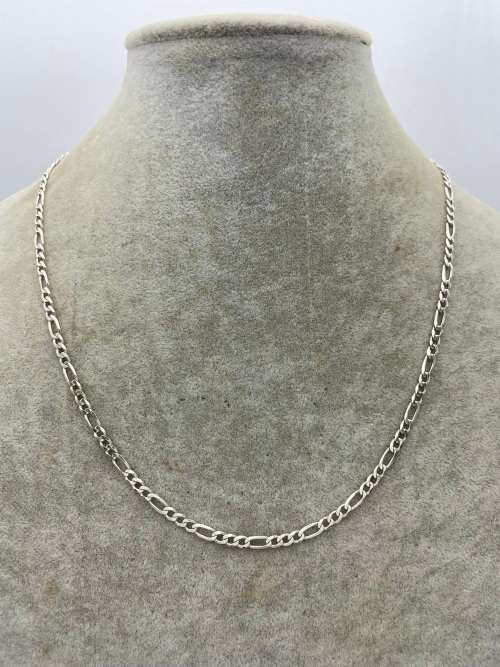 *EXCELLENT MENS FIGARO ITALIAN SILVER CHAIN* R1 BIDS!