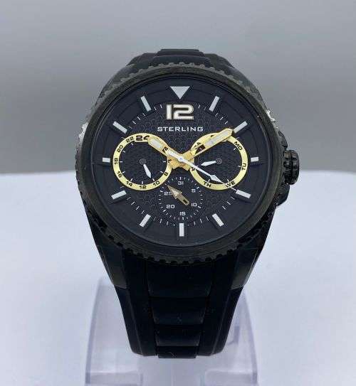 *STERLING CARBON DIVERS CHRONOGRAPH MENS WATCH* R1 BIDS!