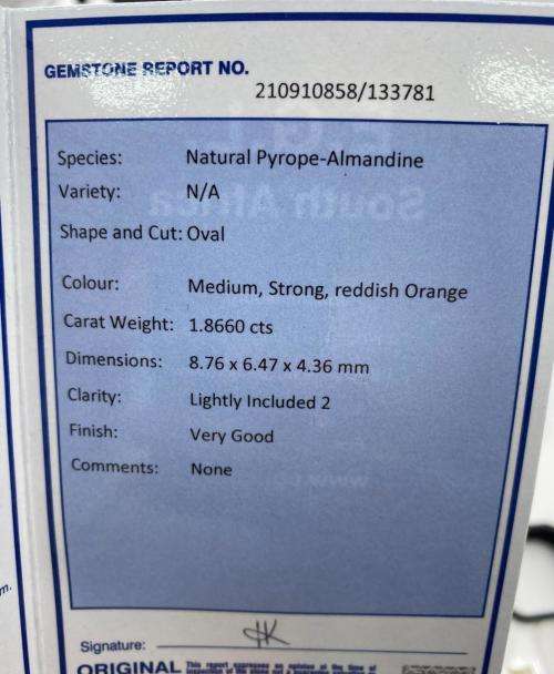 *EGL 1.86CT OVAL CUT MEDIUM RED GARNET* R1 BIDS!