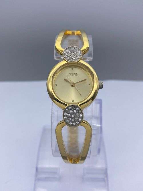 *LATAN DAINTY GOLD & CRYSTAL DRESS WATCH* R1 BIDS!