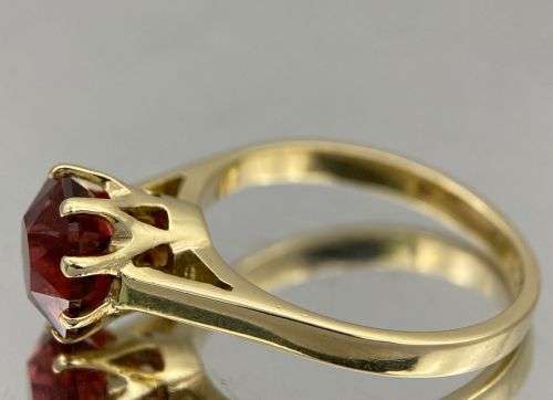 *2CT VIVID RED GARNET SOLITAIRE RING* SOLID YELLOW GOLD!