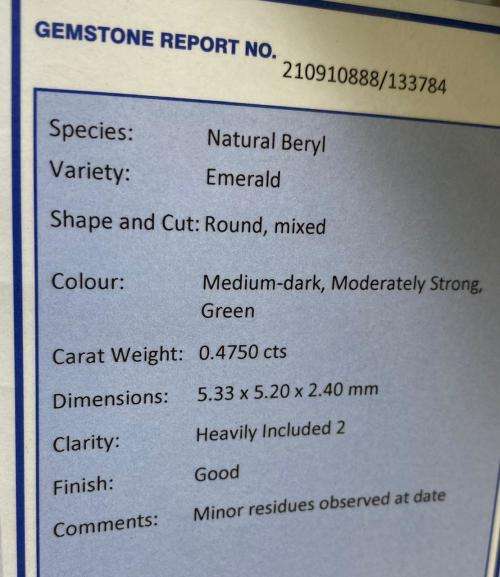 ***EGL 0.47CT ROUND CUT MEDIUM-DARK GREEN EMERALD* R1 BIDS!