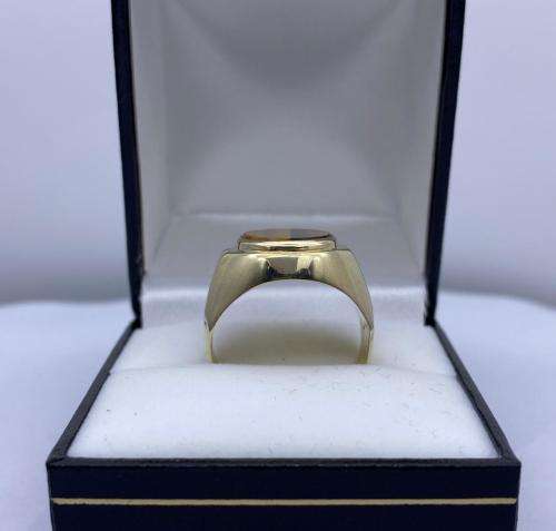 ***STUNNING YELLOW GOLD TIGER EYE SIGNET INDENT RING*** R1 BIDS!
