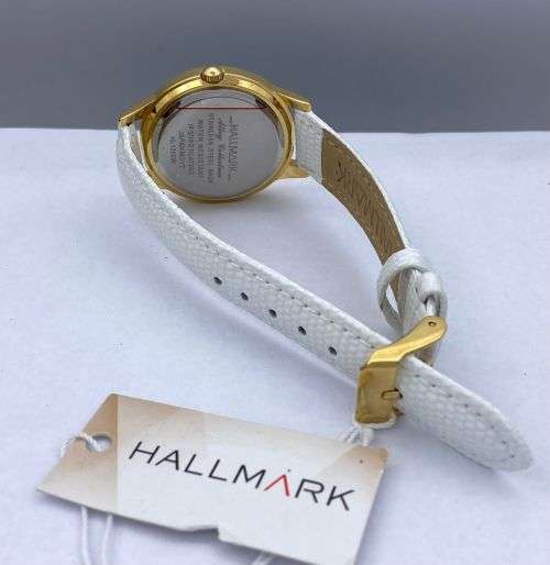 *HALLMARK LADIES GOLD CZ ELEGANCE DRESS WATCH* R1 BIDS!