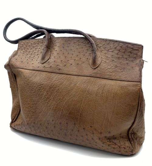 *DESIGNER OSTRICH LEATHER BROWN LADIES HANDBAG* R1 BIDS!