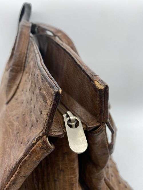 *DESIGNER OSTRICH LEATHER BROWN LADIES HANDBAG* R1 BIDS!
