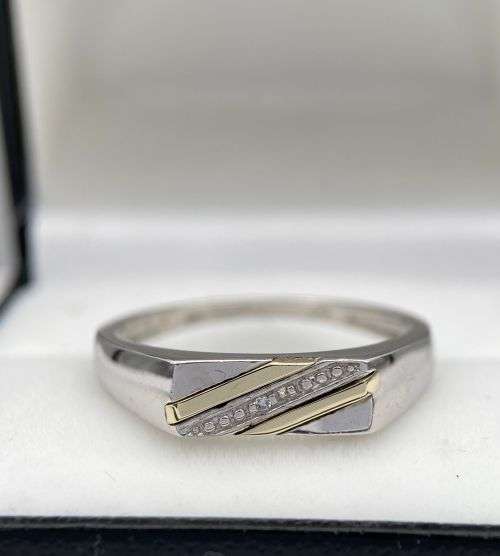 ***YELLOW GOLD & SILVER MENS BANDED ICON RING!***