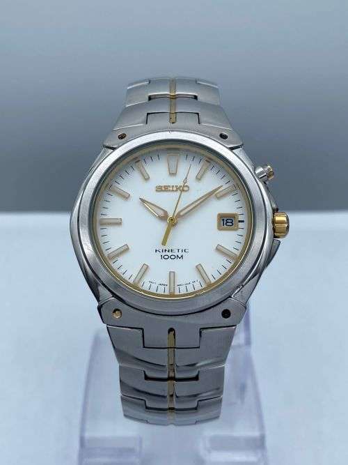 ***SEIKO KINETIC TWO-TONE MENS CLASSIC DRESS WATCH*** R1 BIDS!