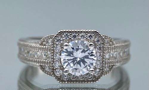 ***DAZZLING SQUARE SOLITAIRE CZ ETERNITY RING* R1 BIDS