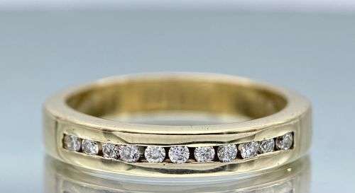 ***0.16CT YELLOW GOLD LUXURY DIAMOND ETERNITY RING*** R1 BIDS!