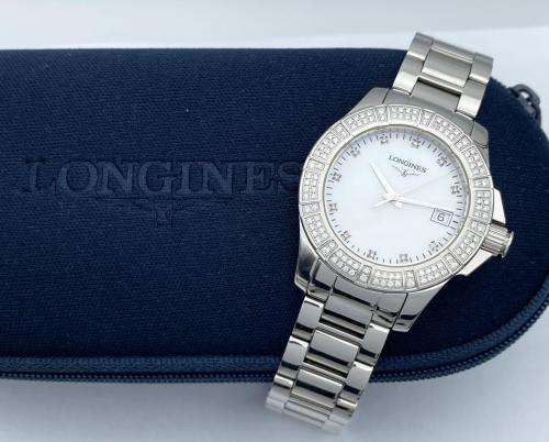 ***LUXURY LONGINES CONQUEST DIAMOND BEZEL LADIES WATCH* R1 BIDS!