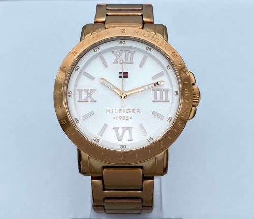 ***LUXURY HILFIGER 1985 ROSE GOLD MENS DIVERS WATCH*** R1 BIDS!