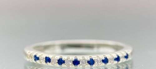 ***EXCELLENT ZIRCONIA SAPPHIRE SILVER ETERNITY RING*** R1 BIDS