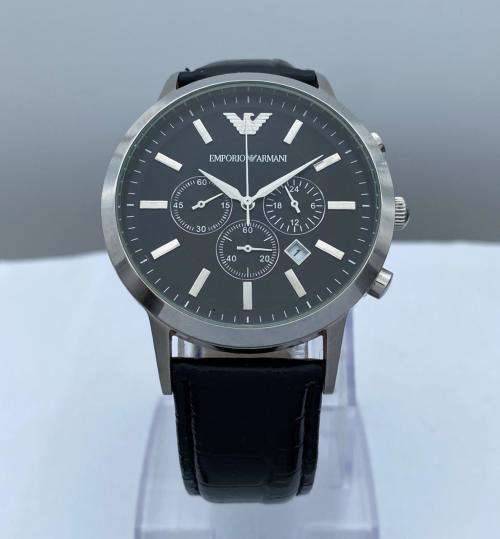 ***LUXURY EMPORIO ARMANI CLASSIC BLACK CHRONO MENS WATCH*** R1 BIDS!