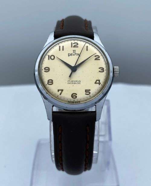 ***COLLECTORS DELFIN 17 JEWELS INCABLOC SWISS MENS WATCH***R1 BIDS!