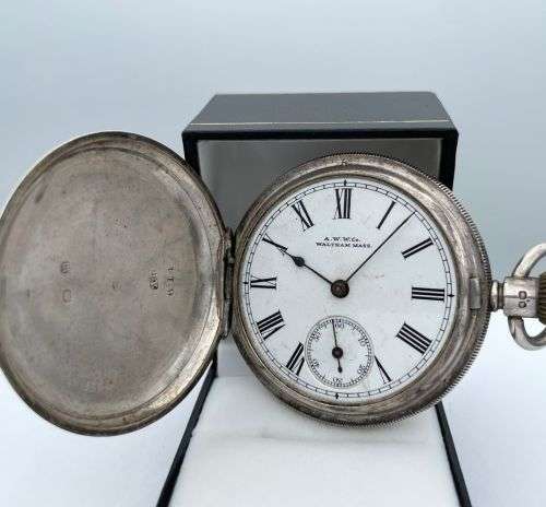 ***A.W.W.Co WALTHAM STERLING SILVER SWISS POCKETWATCH*** SEE DETAILS!
