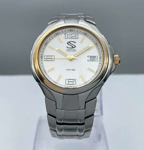 ***STERLING TWO-TONE MENS EXECUTIVE DRESS WATCH*** R1 BIDS!