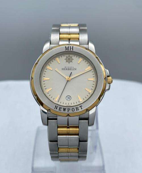 ***LUXURY MICHEL HERBELIN NEWPORT TWO-TONE DRESS WATCH* R1 BIDS!**
