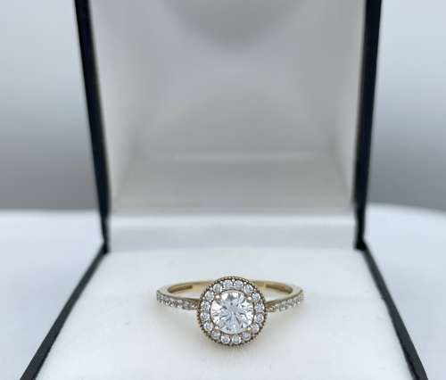 RETAIL R7000 - DAZZLING 9K HALO ETERNITY ENGAGEMENT RING