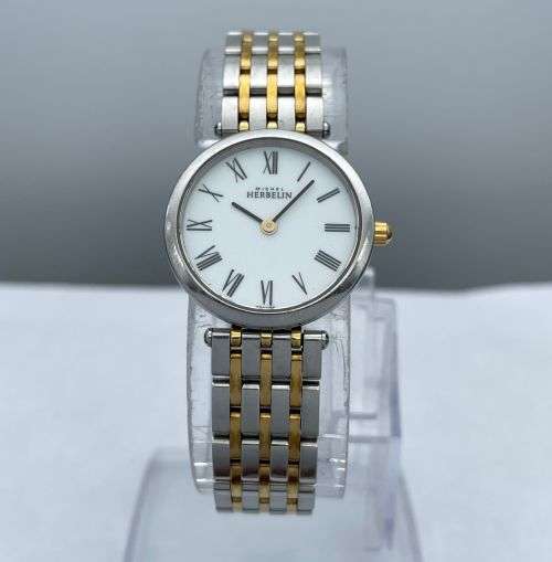 LUXURY MICHEL HERBELIN PARIS TWO-TONE LADIES DRESS WATCH!