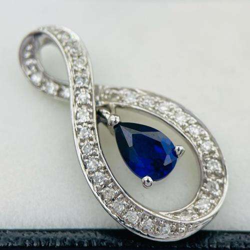 RETAIL:14000 - DAZZLING WHITE GOLD 0.30CT DIAMOND & SAPPHIRE INFINITY PENDANT!